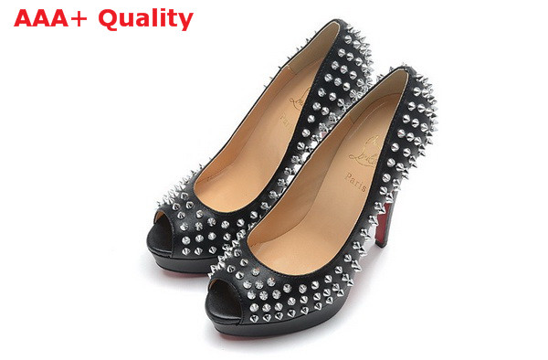 Christian Louboutin Lady Peep Spikes Black Silver for Sale