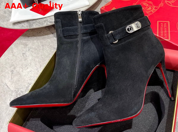 Christian Louboutin Lock So Kate Booty Black Suede Calfskin Replica