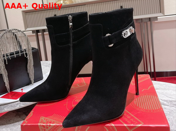 Christian Louboutin Lock So Kate Booty Black Suede Calfskin Replica