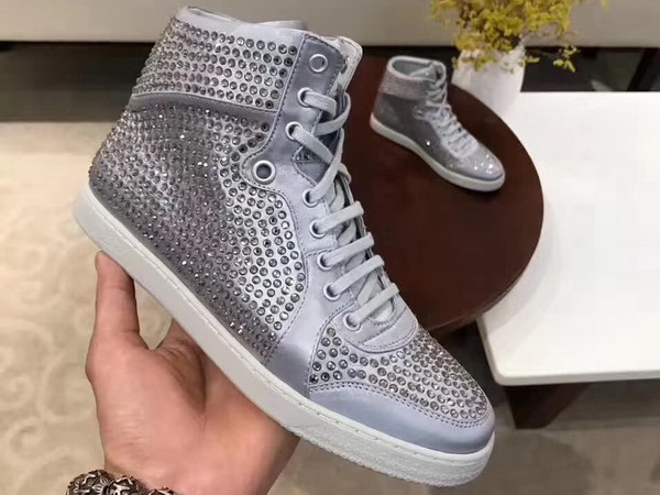 Christian Louboutin Loubikick Sneaker Boot with Strass Light Grey For Sale