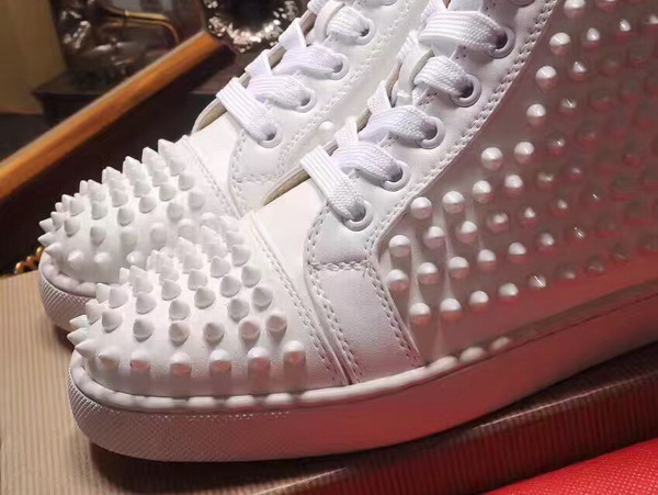 Christian Louboutin Louis Spikes Mens Flat in White Calfskin Leather For Sale