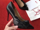 Christian Louboutin Madame Menodo 100 Point Toe Pump in Black Calfskin For Sale