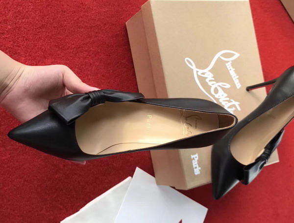 Christian Louboutin Madame Menodo 100 Point Toe Pump in Black Calfskin For Sale