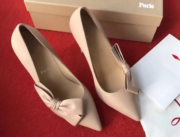 Christian Louboutin Madame Menodo 100 Point Toe Pump in Nude Calfskin For Sale