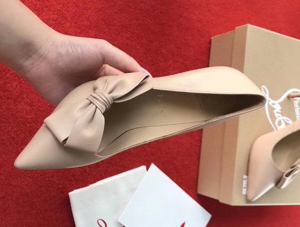 Christian Louboutin Madame Menodo 100 Point Toe Pump in Nude Calfskin For Sale