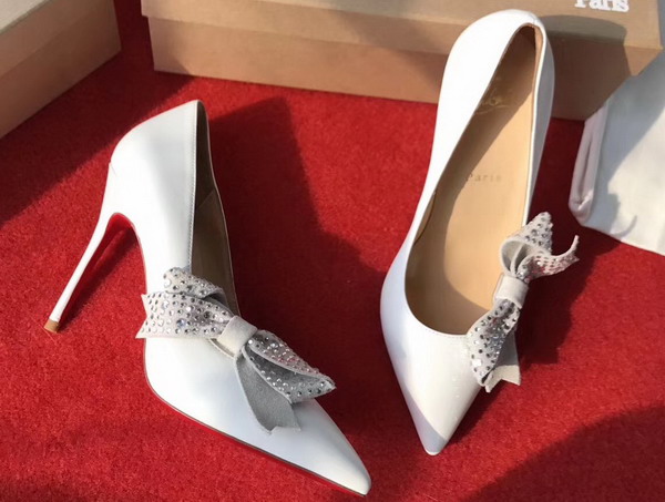 Christian Louboutin Madame Menule 100 in Off White Calfskin Strass For Sale