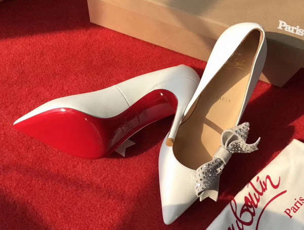 Christian Louboutin Madame Menule 100 in Off White Calfskin Strass For Sale