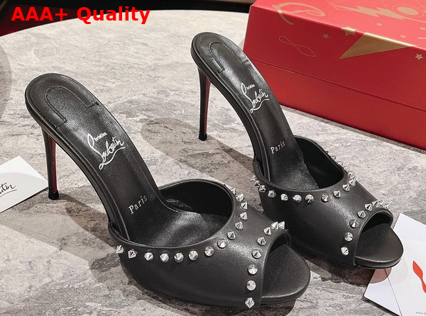 Christian Louboutin Me Dolly Spike Sandal in Black Nappa Leather Replica