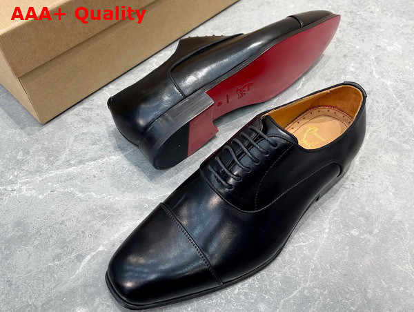 Christian Louboutin Men Derbies in Black Calf Leahter Replica