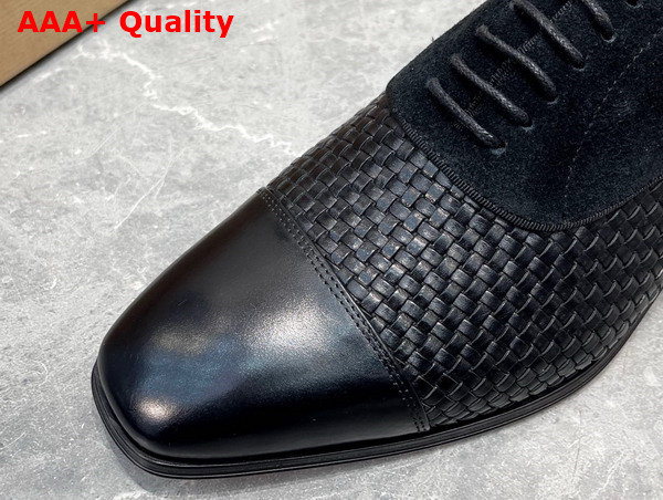 Christian Louboutin Men Derbies in Black Woven Leather Replica