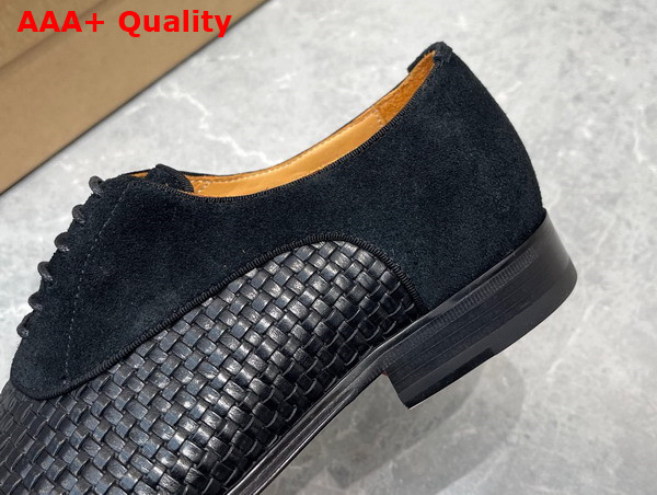 Christian Louboutin Men Derbies in Black Woven Leather Replica