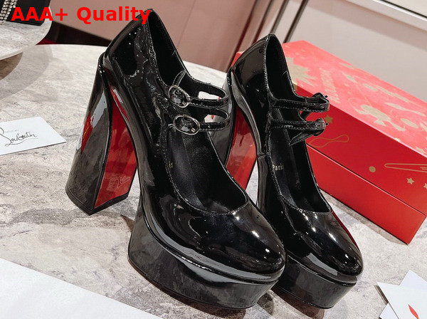 Christian Louboutin Platform Pump in Black Patent Calf Leather Replica