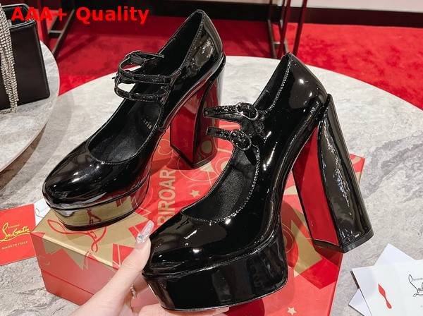 Christian Louboutin Platform Pump in Black Patent Calf Leather Replica