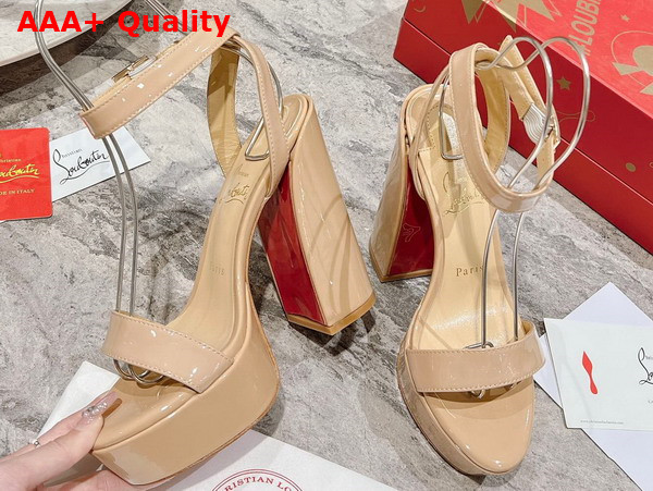 Christian Louboutin Platform Sandal in Beige Patent Calfskin Replica