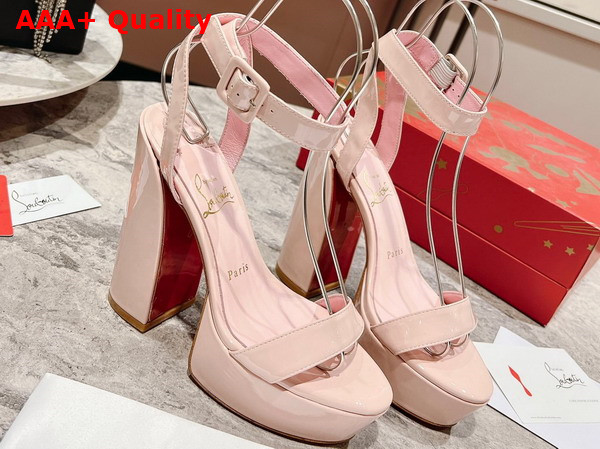 Christian Louboutin Platform Sandal in Pink Patent Calfskin Replica