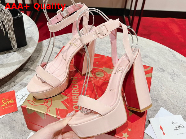 Christian Louboutin Platform Sandal in Pink Patent Calfskin Replica