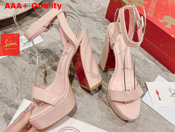 Christian Louboutin Platform Sandal in Pink Patent Calfskin Replica