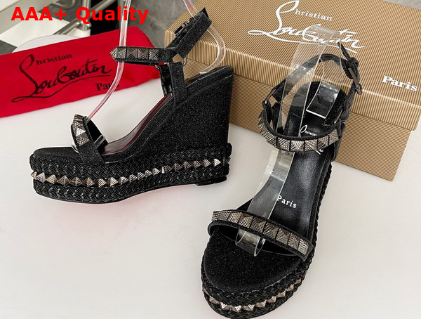 Christian Louboutin Pyraclou Platform Sandal in Black Replica