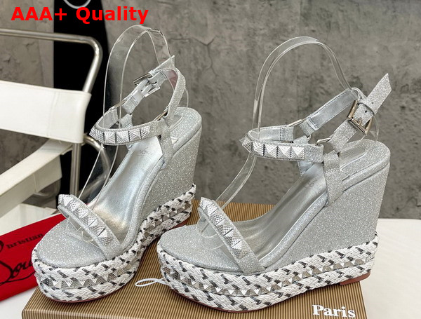 Christian Louboutin Pyraclou Platform Sandal in Silver Replica