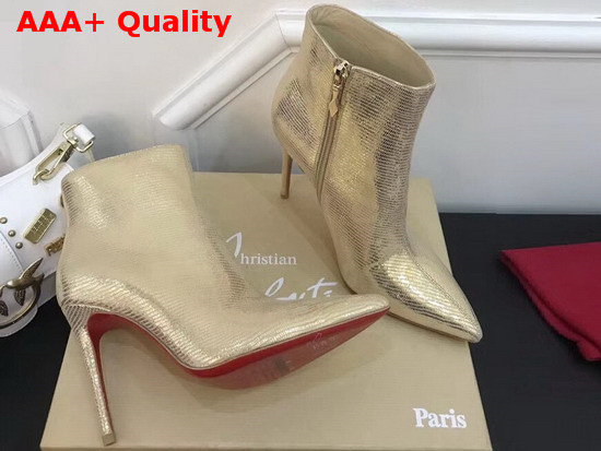 Christian Louboutin So Kate Booty in Light Gold Lizard Print Leather Replica