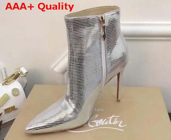 Christian Louboutin So Kate Booty in Silver Lizard Print Leather Replica