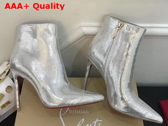 Christian Louboutin So Kate Booty in Silver Lizard Print Leather Replica