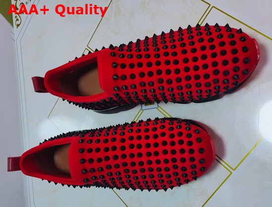 Christian Louboutin Spike Sock Woman Flat Red and Black Replica