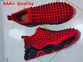 Christian Louboutin Spike Sock Woman Flat Red and Black Replica