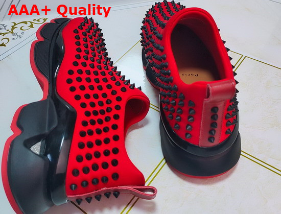 Christian Louboutin Spike Sock Woman Flat Red and Black Replica