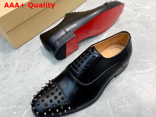 Christian Louboutin Spikes Derbies in Black Calf Leather for Men Replica