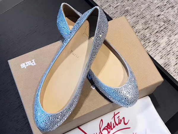 Christian Louboutin Strass Flat Silver For Sale