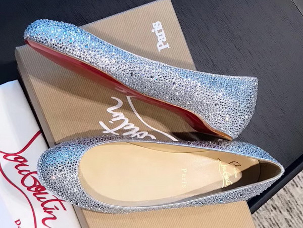 Christian Louboutin Strass Flat Silver For Sale