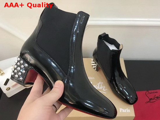 Christian Louboutin Study Ankle Boot in Black Patent Leather Replica