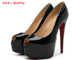 Louboutin Lady Peep 160 mm Shiny Black for Sale