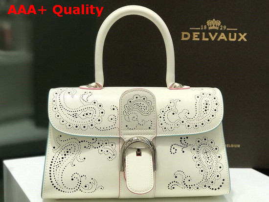 Delvaux Brillant East West Mini Bag in White Perforated Leather Replica