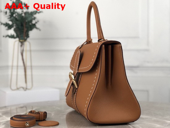 Delvaux Brillant MM Satchel in Brown Grain Leather with Hand Stitching Details Replica