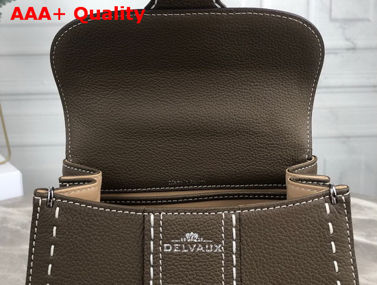 Delvaux Brillant Mini Bag in Taupe Grain Leather with Hand Stitching Details Replica