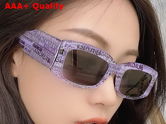 Balenciaga Rectangle Sunglasses with Allover Balenciaga Logo Replica