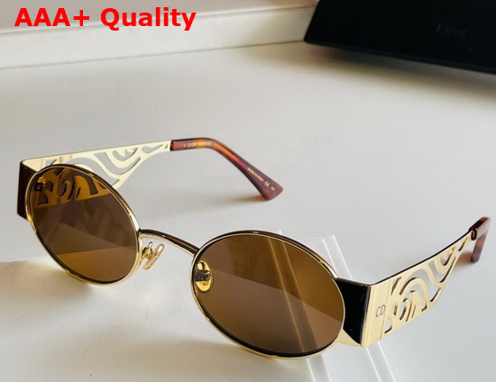 Dior Oval Frame Metal Sunglasses in Coffee Replica