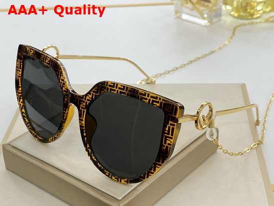 Fendi F IS Fendi FF Havana Acetate and Metal Sunglasses with Chain Replica