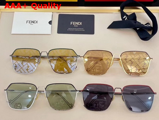 Fendi Grid Brown and Gold Sunglasses Replica