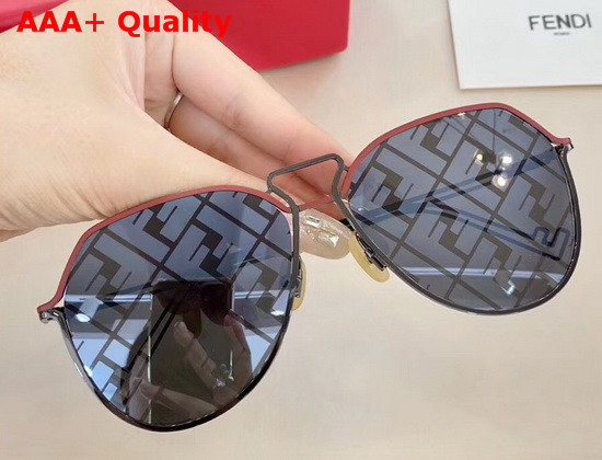 Fendi Grid Red and Ruthenium Sunglasses Replica