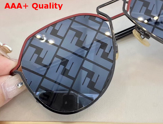 Fendi Grid Red and Ruthenium Sunglasses Replica