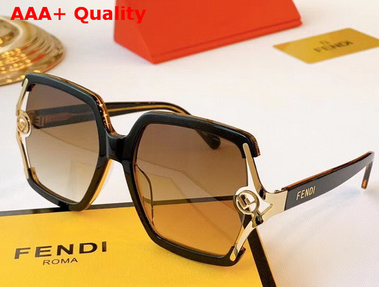 Fendi Kan I F Acetate and Metal Sunglasses Black Replica