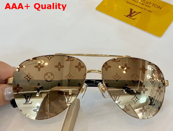 Louis Vuitton Attitude Pilot Silver Color Metal Frame Silver Color Monogram Patterned Lenses Replica