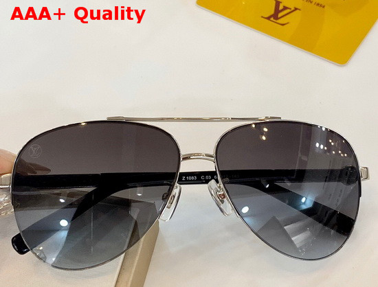 Louis Vuitton Attitude Pilot Silver Color Metal Frame Silver Color Monogram Patterned Lenses Replica