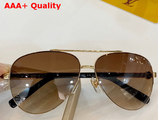 Louis Vuitton Attitude Pilot Silver Color Metal Frame Silver Color Monogram Patterned Lenses Replica