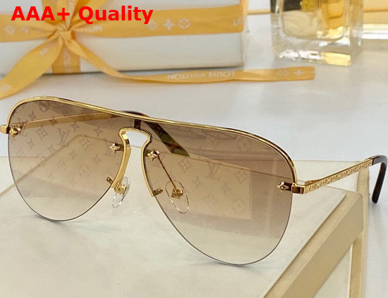 Louis Vuitton Aviator Sunglasses with Brown Monogram Lens Replica