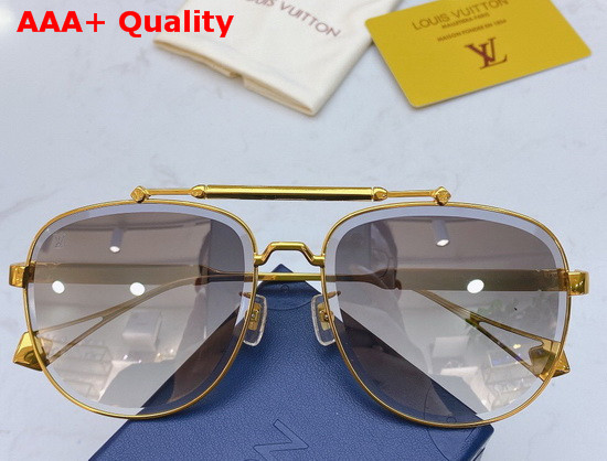 Louis Vuitton Fashion Luxury Sunglasses Silver Metal Frame Blue Lenses Replica