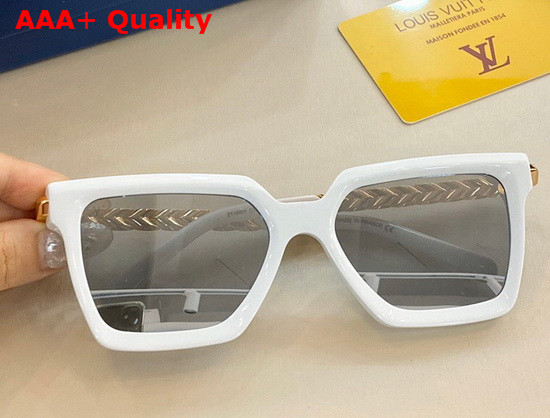 Louis Vuitton New Womens Square Sunglasses White Acetate Frame Blue Lenses Replica